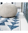 Andratx Modern Tribal Geometric Blue/Ivory 2 ft. x 10 ft. Indoor/Outdoor Runner Rug