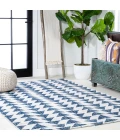 Andratx Modern Tribal Geometric Blue/Ivory 4 ft. x 6 ft. Indoor/Outdoor Area Rug