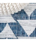 Andratx Modern Tribal Geometric Ivory/Blue 2 ft. x 10 ft. Indoor/Outdoor Runner Rug