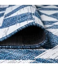 Andratx Modern Tribal Geometric Ivory/Blue 2 ft. x 10 ft. Indoor/Outdoor Runner Rug