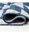 Andratx Modern Tribal Geometric Ivory/Blue 2 ft. x 10 ft. Indoor/Outdoor Runner Rug