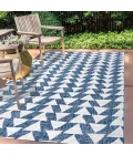 Andratx Modern Tribal Geometric Ivory/Blue 8 ft. x 10 ft. Indoor/Outdoor Area Rug