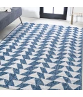 Andratx Modern Tribal Geometric Ivory/Blue 8 ft. x 10 ft. Indoor/Outdoor Area Rug