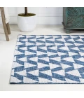 Andratx Modern Tribal Geometric Ivory/Blue 8 ft. x 10 ft. Indoor/Outdoor Area Rug