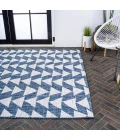 Andratx Modern Tribal Geometric Ivory/Blue 8 ft. x 10 ft. Indoor/Outdoor Area Rug