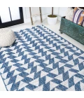 Andratx Modern Tribal Geometric Ivory/Blue 8 ft. x 10 ft. Indoor/Outdoor Area Rug