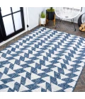 Andratx Modern Tribal Geometric Ivory/Blue 8 ft. x 10 ft. Indoor/Outdoor Area Rug