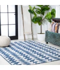 Andratx Modern Tribal Geometric Ivory/Blue 8 ft. x 10 ft. Indoor/Outdoor Area Rug
