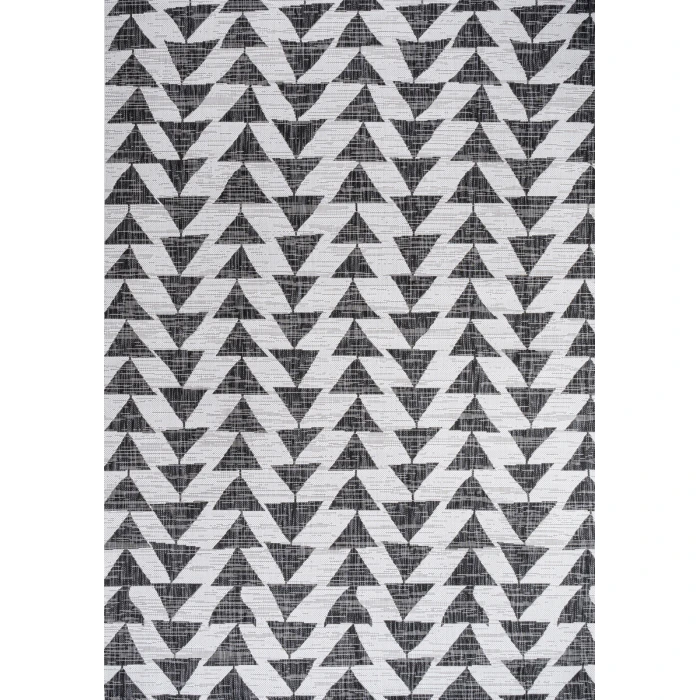 Andratx Modern Tribal Geometric Ivory/Black 8 ft. x 10 ft. Indoor/Outdoor Area Rug