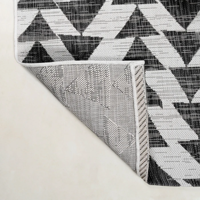 Andratx Modern Tribal Geometric Ivory/Black 2 ft. x 10 ft. Indoor/Outdoor Runner Rug