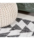 Andratx Modern Tribal Geometric Ivory/Black 2 ft. x 10 ft. Indoor/Outdoor Runner Rug