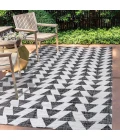 Andratx Modern Tribal Geometric Ivory/Black 8 ft. x 10 ft. Indoor/Outdoor Area Rug