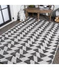 Andratx Modern Tribal Geometric Ivory/Black 8 ft. x 10 ft. Indoor/Outdoor Area Rug