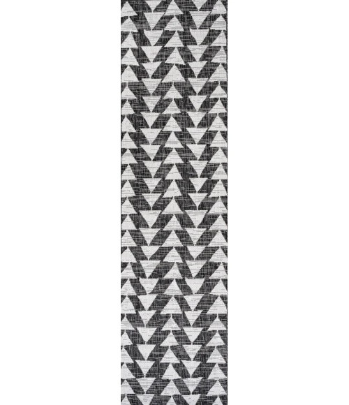 Andratx Modern Tribal Geometric Black/Ivory 2 ft. x 10 ft. Indoor/Outdoor Runner Rug