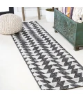 Andratx Modern Tribal Geometric Black/Ivory 2 ft. x 10 ft. Indoor/Outdoor Runner Rug