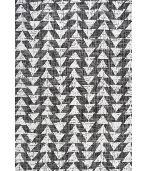 Andratx Modern Tribal Geometric Black/Ivory 5 ft. x 8 ft. Indoor/Outdoor Area Rug