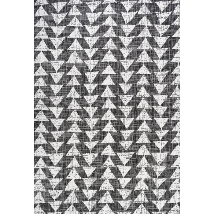 Andratx Modern Tribal Geometric Black/Ivory 8 ft. x 10 ft. Indoor/Outdoor Area Rug