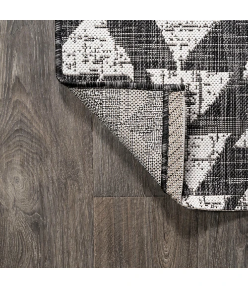 Andratx Modern Tribal Geometric Black/Ivory 2 ft. x 10 ft. Indoor/Outdoor Runner Rug