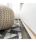 Andratx Modern Tribal Geometric Black/Ivory 2 ft. x 10 ft. Indoor/Outdoor Runner Rug