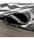 Andratx Modern Tribal Geometric Black/Ivory 2 ft. x 10 ft. Indoor/Outdoor Runner Rug