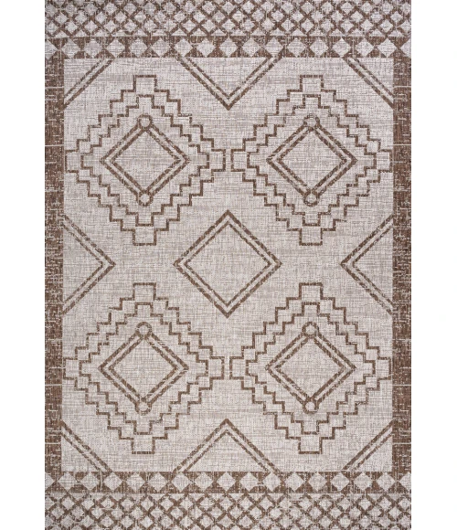 Marokko Diamond Tribal Medallion Beige/Brown 5 ft. x 8 ft. Indoor/Outdoor Area Rug