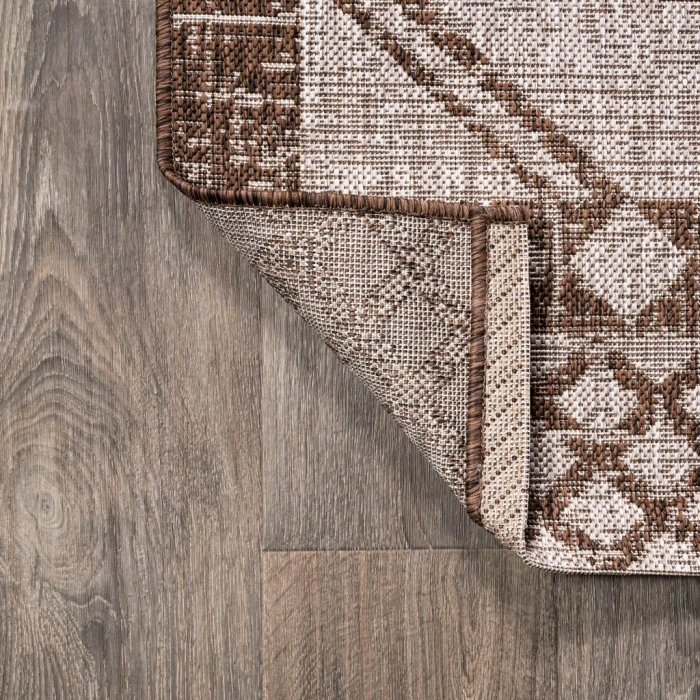 Marokko Diamond Tribal Medallion Beige/Brown 2 ft. x 10 ft. Indoor/Outdoor Runner Rug