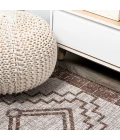 Marokko Diamond Tribal Medallion Beige/Brown 2 ft. x 10 ft. Indoor/Outdoor Runner Rug