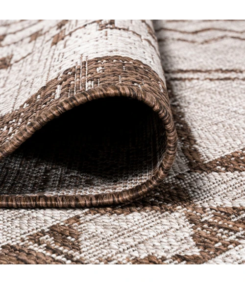 Marokko Diamond Tribal Medallion Beige/Brown 2 ft. x 10 ft. Indoor/Outdoor Runner Rug