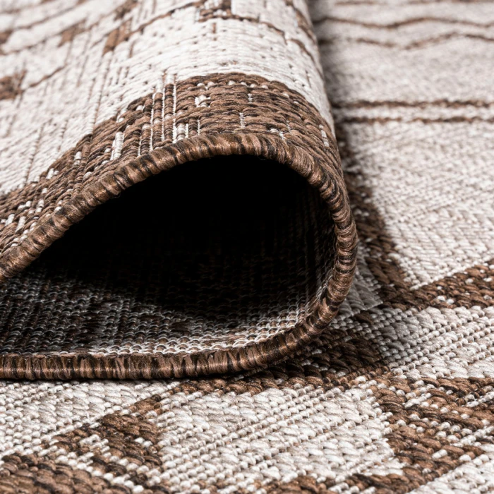 Marokko Diamond Tribal Medallion Beige/Brown 2 ft. x 10 ft. Indoor/Outdoor Runner Rug