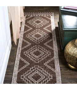 Jonathany Santa Monica SMB127B Brown/Beige Area Rug 2 ft. 2 in. X 8 ft. Runner