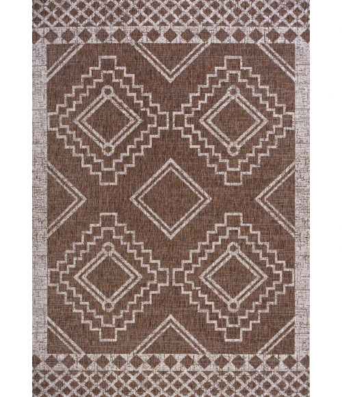 Marokko Diamond Tribal Medallion Brown/Beige 5 ft. x 8 ft. Indoor/Outdoor Area Rug