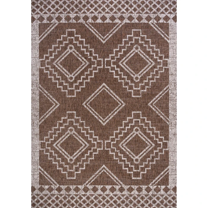 Marokko Diamond Tribal Medallion Brown/Beige 3 ft. x 5 ft. Indoor/Outdoor Area Rug