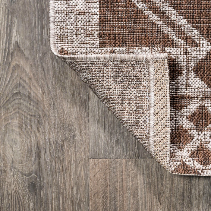 Marokko Diamond Tribal Medallion Brown/Beige 2 ft. x 10 ft. Indoor/Outdoor Runner Rug