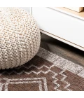 Marokko Diamond Tribal Medallion Brown/Beige 2 ft. x 8 ft. Indoor/Outdoor Runner Rug