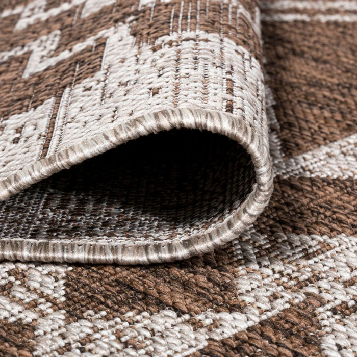 Marokko Diamond Tribal Medallion Brown/Beige 2 ft. x 10 ft. Indoor/Outdoor Runner Rug