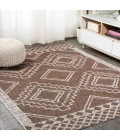 Marokko Diamond Tribal Medallion Brown/Beige 5 ft. x 8 ft. Indoor/Outdoor Area Rug