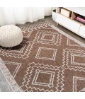Marokko Diamond Tribal Medallion Brown/Beige 5 ft. x 8 ft. Indoor/Outdoor Area Rug