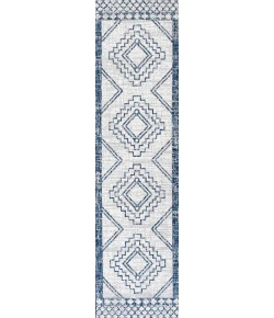 Jonathany Santa Monica SMB127C Ivory/Blue Area Rug 2 ft. 2 in. X 10 ft. Runner