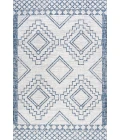 Marokko Diamond Tribal Medallion Ivory/Blue 5 ft. x 8 ft. Indoor/Outdoor Area Rug