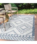 Marokko Diamond Tribal Medallion Ivory/Blue 5 ft. x 8 ft. Indoor/Outdoor Area Rug