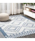 Marokko Diamond Tribal Medallion Ivory/Blue 5 ft. x 8 ft. Indoor/Outdoor Area Rug