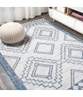Marokko Diamond Tribal Medallion Ivory/Blue 5 ft. x 8 ft. Indoor/Outdoor Area Rug