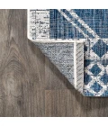 Marokko Diamond Tribal Medallion Blue/Ivory 2 ft. x 10 ft. Indoor/Outdoor Runner Rug