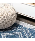 Marokko Diamond Tribal Medallion Blue/Ivory 2 ft. x 10 ft. Indoor/Outdoor Runner Rug