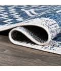 Marokko Diamond Tribal Medallion Blue/Ivory 2 ft. x 10 ft. Indoor/Outdoor Runner Rug