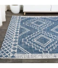 Marokko Diamond Tribal Medallion Blue/Ivory 5 ft. x 8 ft. Indoor/Outdoor Area Rug
