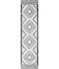 Marokko Diamond Tribal Medallion Ivory/Black 2 ft. x 8 ft. Indoor/Outdoor Runner Rug