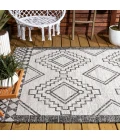 Marokko Diamond Tribal Medallion Ivory/Black 5 ft. x 8 ft. Indoor/Outdoor Area Rug