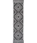 Marokko Diamond Tribal Medallion Black/Ivory 2 ft. x 10 ft. Indoor/Outdoor Runner Rug