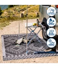 Marokko Diamond Tribal Medallion Black/Ivory 2 ft. x 10 ft. Indoor/Outdoor Runner Rug